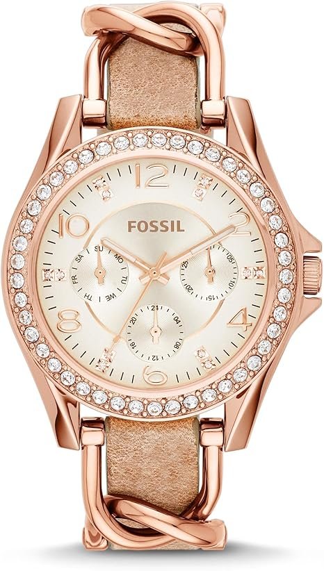 Fossil Women’s Riley Quartz: Reloj multifunción de cuarzo y acero inoxidable Fossil Riley para mujer