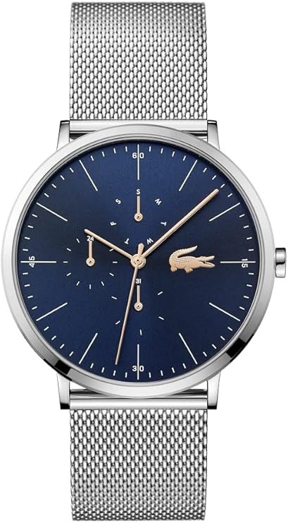 10 Lacoste Reloj Analogico de Cuarzo multifuncion para Hombre con Correa de Malla de Acero Inoxidable Plateada 2011024 file