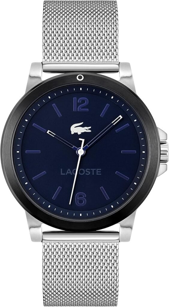 15 Lacoste Reloj Analogico de Cuarzo para Hombre con Correa de Malla de Acero Inoxidable Plateada 2011183 file