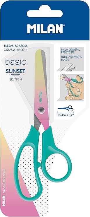 159 MILAN Blister tijeras Basic edicion Sunset mango turquesa file